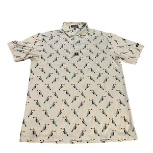 Bad Birdie Mens Golf Polo Shirt Large Toucan‎ Bird Print Short Sleeve